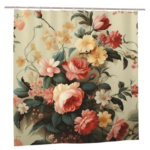 MMSJSBVY Blumen Decorative1 Duschvorhang 183x183.9 cm - Schimmelresistenter und wasserdichter Duschvorhang Sichtschutz Dekovorhang für Badewannen und Duschabtrennungen von MMSJSBVY