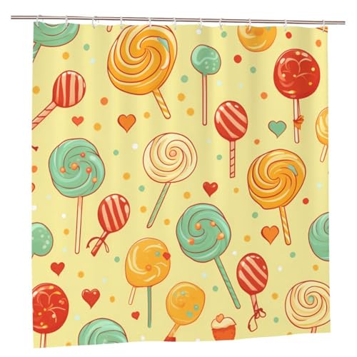 MMSJSBVY Candy Duschvorhang 183.9 cm x 183.9 cm - Schimmelresistenter und wasserdichter Duschvorhang Sichtschutz Dekovorhang für Badewannen und Duschabtrennungen von MMSJSBVY