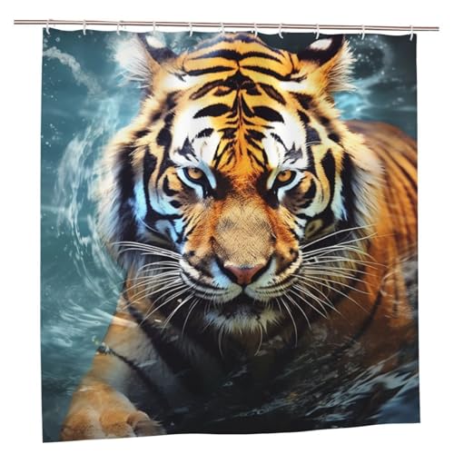MMSJSBVY Cool Tiger Duschvorhang 183.9 cm x 183.9 cm - Schimmelresistenter und wasserdichter Duschvorhang Sichtschutz Dekovorhang für Badewannen und Duschabtrennungen von MMSJSBVY