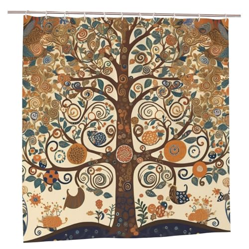 MMSJSBVY Duschvorhang Baum des Lebens 183.9 cm x 183.9 cm - Schimmelresistenter und wasserdichter Duschvorhang Sichtschutz Dekovorhang für Badewannen und Duschabtrennungen von MMSJSBVY