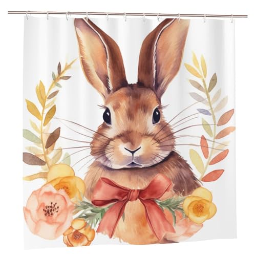 MMSJSBVY Duschvorhang Bunny Rosette 183.9 cm x 183.9 cm - Schimmelresistenter und wasserdichter Duschvorhang Sichtschutz Dekorativer Vorhang für Badewannen und Duschabtrennungen von MMSJSBVY