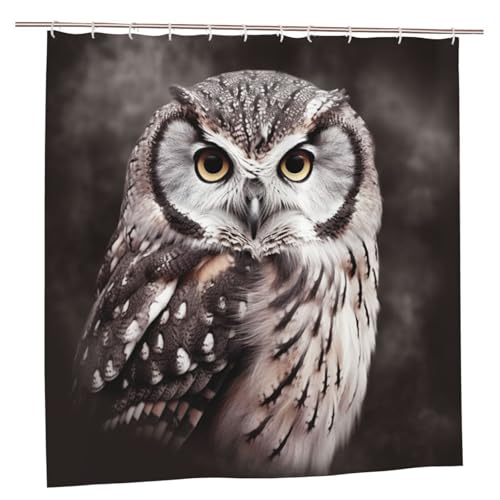 MMSJSBVY Duschvorhang Eule 183.9 cm x 183.9 cm - Schimmelresistenter und wasserdichter Duschvorhang Sichtschutz Dekovorhang für Badewannen und Duschabtrennungen von MMSJSBVY