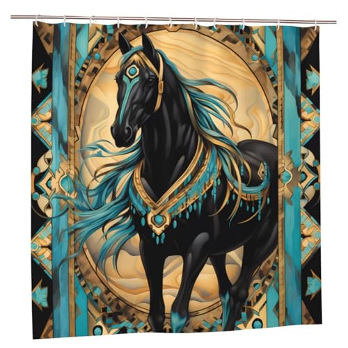 MMSJSBVY Duschvorhang Pferd 183.9 cm x 183.9 cm - Schimmelresistenter und wasserdichter Duschvorhang Sichtschutz Dekorativer Vorhang für Badewannen und Duschabtrennungen von MMSJSBVY