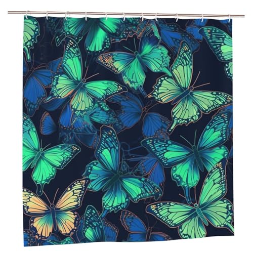 MMSJSBVY Duschvorhang Schmetterling 183.9 cm x 183.9 cm - Schimmelresistenter und wasserdichter Duschvorhang Sichtschutz Dekorativer Vorhang für Badewannen und Duschabtrennungen von MMSJSBVY