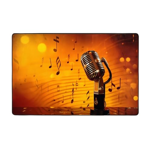 MMSJSBVY Flanell-Bodenmatte mit Mikrofon mit Musiknoten, 152,4 x 99,1 cm, weich, rutschfest, saugfähig, Memory-Schaum-Teppich, geeignet für Wohnzimmer/Schlafzimmer/Büros, waschbare Bodenmatte MMSJSBVY Flanell-Bodenmatte mit Mikrofon mit Musiknoten, 152,4 x 99,1 cm, weich, rutschfest, saugfähig, Memory-Schaum-Teppich, geeignet für Wohnzimmer/Schlafzimmer/Büros, waschbare Bodenmatte von MMSJSBVY