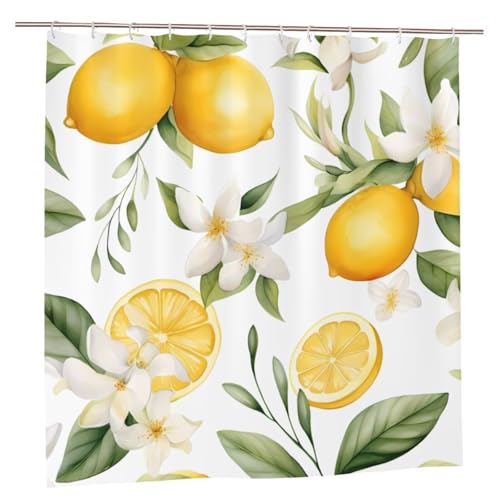 MMSJSBVY Fresh Tropical Lemons Duschvorhang 183.9 cm x 183.9 cm - Schimmelresistenter und wasserdichter Duschvorhang Sichtschutz Dekovorhang für Badewannen und Duschabtrennungen von MMSJSBVY