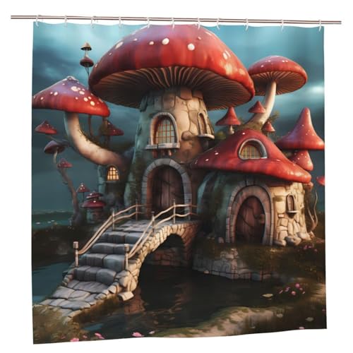MMSJSBVY Gothic Feengarten Duschvorhang 183.9 cm x 183.9 cm - Schimmelresistenter und wasserdichter Duschvorhang Sichtschutz Dekorativer Vorhang für Badewannen und Duschabtrennungen von MMSJSBVY