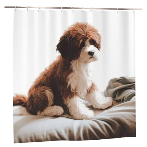 MMSJSBVY Haustier Hund Duschvorhang 183.9 cm x 183.9 cm - Schimmelresistenter und wasserdichter Duschvorhang Sichtschutz dekorativer Vorhang für Badewannen und Duschabtrennungen von MMSJSBVY