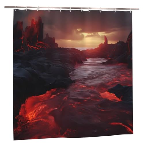MMSJSBVY Kilauea Vulkan Duschvorhang 183 x 183 cm - Schimmelresistenter und wasserdichter Duschvorhang, Sichtschutz Dekorativer Vorhang für Badewannen und Duschabtrennungen von MMSJSBVY