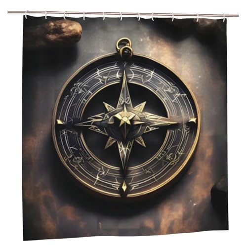 MMSJSBVY Magical Design Duschvorhang Norse Runen Kompass 183.9 cm x 183.9 cm - Schimmelresistenter und wasserdichter Duschvorhang, Sichtschutz Dekorativer Vorhang für Badewannen und Duschabtrennungen von MMSJSBVY