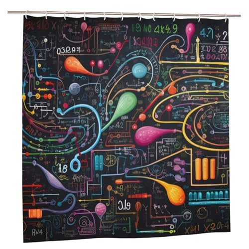 MMSJSBVY Mathematik und Physik Duschvorhang 183 x 183 cm - Schimmelresistenter und wasserdichter Duschvorhang Sichtschutz Dekovorhang für Badewannen und Duschabtrennungen von MMSJSBVY