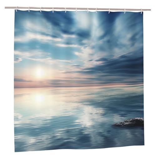 MMSJSBVY Peaceful Seascape Duschvorhang 183.9 cm x 183.9 cm - Schimmelresistenter und wasserdichter Duschvorhang Sichtschutz Dekorativer Vorhang für Badewannen und Duschabtrennungen von MMSJSBVY