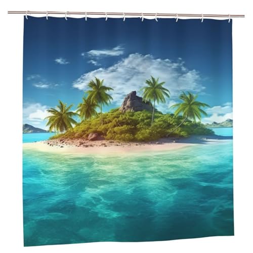 MMSJSBVY Tropical Island Duschvorhang 183 x 183 cm - Schimmelresistenter und wasserdichter Duschvorhang Sichtschutz Dekorativer Vorhang für Badewannen und Duschabtrennungen von MMSJSBVY