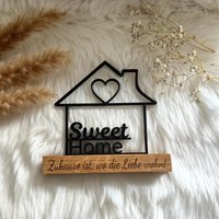 Sweet Home Holzständer Personalisiert | Geschenk Einzug & Familie Gravur Deko Hausbau Willkommensgeschenk Mit Herz von MMSelect