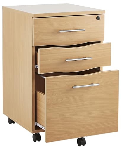 Aktenschrank mit 3 Schubladen unter dem Schreibtisch – Aktenschränke aus Buchenholz mit abschließbaren Schubladen – Aktenschrank mit 3 Schubladen – Mobile Büroschubladen unter dem Schreibtisch – von MMT Furniture Designs Ltd