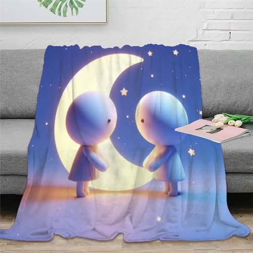 Mond 3D Drucken Blanket Fledermäuse Couchdecke Microfaser Bequem Und Atmungsaktiv Superweiche Decke Weiche Decke Camping Für Erwachsene Kinder 50x60inch(127x152cm) von MMUNNA