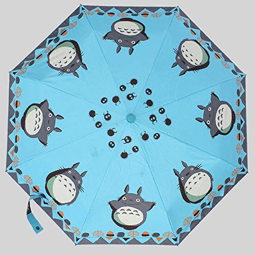 MMWW Pet Umbrella Folding rain and rain dual-use Ladies Creative Silver Plastic Automatic Totoro Anime Umbrella-Blue_21 inch von MMWW