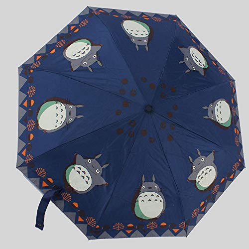 MMWW Pet Umbrella Folding rain and rain dual-use Ladies Creative Silver Plastic Automatic Totoro Anime Umbrella-Navy Blue_21 inch von MMWW