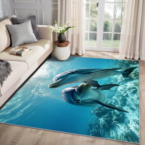 MMYAOKEN Delfin Teppich Wohnzimmer 240x300 Kinder Meerestiere Unterwasser Deko, Großer Teppich Kurzflor, Weich rutschfest Waschbare Teppiche, Bettvorleger Schlafzimmer Kinderzimmer MMYAOKEN Delfin Teppich Wohnzimmer 240x300 Kinder Meerestiere Unterwasser Deko, Großer Teppich Kurzflor, Weich rutschfest Waschbare Teppiche, Bettvorleger Schlafzimmer Kinderzimmer von MMYAOKEN