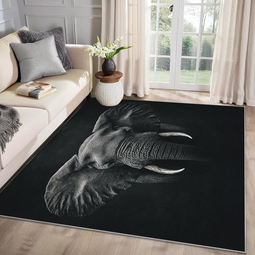 MMYAOKEN Elefant Teppich Wohnzimmer 240x340 Wilde Tiere Deko, Großer Teppich Kurzflor, Weich rutschfest Waschbare Teppiche, Bettvorleger Schlafzimmer Kinderzimmer MMYAOKEN Elefant Teppich Wohnzimmer 240x340 Wilde Tiere Deko, Großer Teppich Kurzflor, Weich rutschfest Waschbare Teppiche, Bettvorleger Schlafzimmer Kinderzimmer von MMYAOKEN