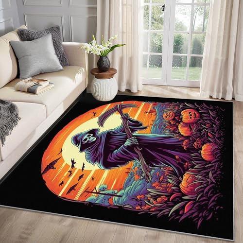 MMYAOKEN Halloween Teppich Wohnzimmer 240x300 Gothic Sensenmann Kürbis Deko, Großer Teppich Kurzflor, Weich rutschfest Waschbare Teppiche, Bettvorleger Schlafzimmer MMYAOKEN Halloween Teppich Wohnzimmer 240x300 Gothic Sensenmann Kürbis Deko, Großer Teppich Kurzflor, Weich rutschfest Waschbare Teppiche, Bettvorleger Schlafzimmer von MMYAOKEN