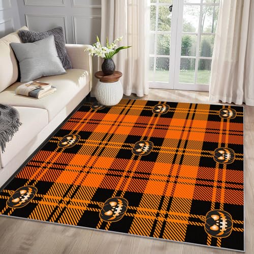 MMYAOKEN Halloween Teppich Wohnzimmer 240x340 Kürbis Kariert Karo Deko, Großer Teppich Kurzflor, Weich rutschfest Waschbare Teppiche, Bettvorleger Schlafzimmer Kinderzimmer MMYAOKEN Halloween Teppich Wohnzimmer 240x340 Kürbis Kariert Karo Deko, Großer Teppich Kurzflor, Weich rutschfest Waschbare Teppiche, Bettvorleger Schlafzimmer Kinderzimmer von MMYAOKEN