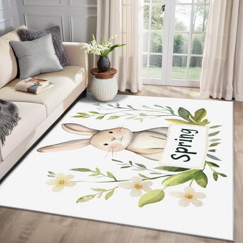 MMYAOKEN Kaninchen Teppich Wohnzimmer 50x80 Kinder Hasen Kaninchenmotiv Deko, Kleiner Teppich Kurzflor, Weich rutschfest Waschbare Teppiche, Fußmatte Bettvorleger Schlafzimmer MMYAOKEN Kaninchen Teppich Wohnzimmer 50x80 Kinder Hasen Kaninchenmotiv Deko, Kleiner Teppich Kurzflor, Weich rutschfest Waschbare Teppiche, Fußmatte Bettvorleger Schlafzimmer von MMYAOKEN