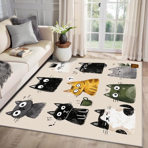 MMYAOKEN Katzenmotiv Teppich Wohnzimmer 240x340 Kinder Cartoon Kätzchen Deko, Großer Teppich Kurzflor, Weich rutschfest Waschbare Teppiche, Bettvorleger Schlafzimmer Kinderzimmer MMYAOKEN Katzenmotiv Teppich Wohnzimmer 240x340 Kinder Cartoon Kätzchen Deko, Großer Teppich Kurzflor, Weich rutschfest Waschbare Teppiche, Bettvorleger Schlafzimmer Kinderzimmer von MMYAOKEN