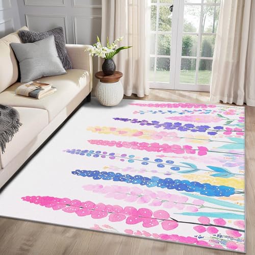 MMYAOKEN Lavendel Teppich Wohnzimmer 60x90 Mädchen Aquarell Blumen Deko, Kleiner Teppich Kurzflor, Weich rutschfest Waschbare Teppiche, Fußmatte Bettvorleger Schlafzimmer Kinderzimmer MMYAOKEN Lavendel Teppich Wohnzimmer 60x90 Mädchen Aquarell Blumen Deko, Kleiner Teppich Kurzflor, Weich rutschfest Waschbare Teppiche, Fußmatte Bettvorleger Schlafzimmer Kinderzimmer von MMYAOKEN