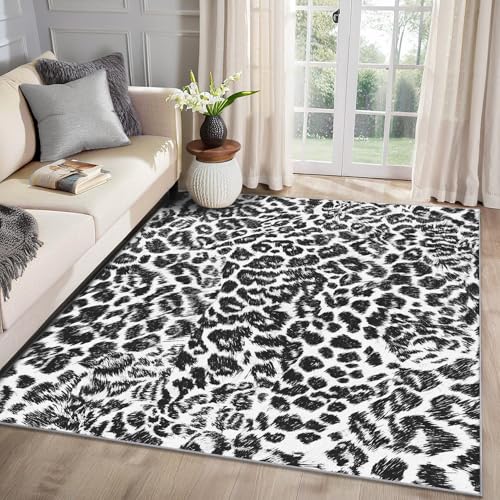MMYAOKEN Leopardenmuster Teppich Wohnzimmer 40x60 Tiermuster Schwarz Weiß Deko, Kleiner Teppich Kurzflor, Weich rutschfest Waschbare Teppiche, Fußmatte Bettvorleger Schlafzimmer MMYAOKEN Leopardenmuster Teppich Wohnzimmer 40x60 Tiermuster Schwarz Weiß Deko, Kleiner Teppich Kurzflor, Weich rutschfest Waschbare Teppiche, Fußmatte Bettvorleger Schlafzimmer von MMYAOKEN