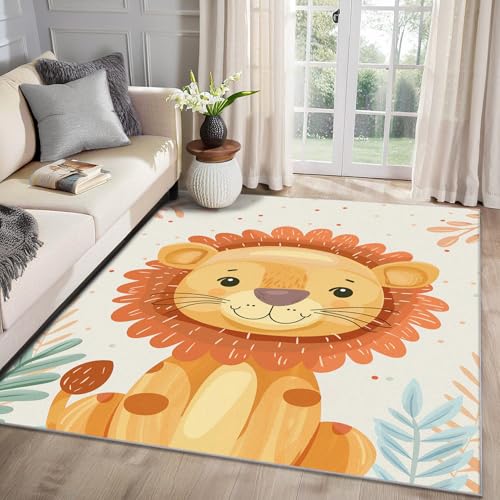 MMYAOKEN Löwe Kinder Teppich Wohnzimmer 160x230 Süße Cartoon Zootiere Deko, Großer Teppich Kurzflor, Weich rutschfest Waschbare Teppiche, Bettvorleger Schlafzimmer Kinderzimmer MMYAOKEN Löwe Kinder Teppich Wohnzimmer 160x230 Süße Cartoon Zootiere Deko, Großer Teppich Kurzflor, Weich rutschfest Waschbare Teppiche, Bettvorleger Schlafzimmer Kinderzimmer von MMYAOKEN