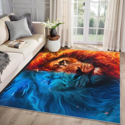 MMYAOKEN Löwe Teppich Wohnzimmer 50x80 Jungen Fantasie Löwenmotiv Deko, Kleiner Teppich Kurzflor, Weich rutschfest Waschbare Teppiche, Fußmatte Bettvorleger Schlafzimmer MMYAOKEN Löwe Teppich Wohnzimmer 50x80 Jungen Fantasie Löwenmotiv Deko, Kleiner Teppich Kurzflor, Weich rutschfest Waschbare Teppiche, Fußmatte Bettvorleger Schlafzimmer von MMYAOKEN
