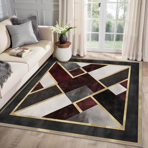 MMYAOKEN Modern Teppich Wohnzimmer 50x80 Geometrisch Abstrakt Marmor Deko, Kleiner Teppich Kurzflor, Weich rutschfest Waschbare Teppiche, Fußmatte Bettvorleger Schlafzimmer Kinderzimmer von MMYAOKEN