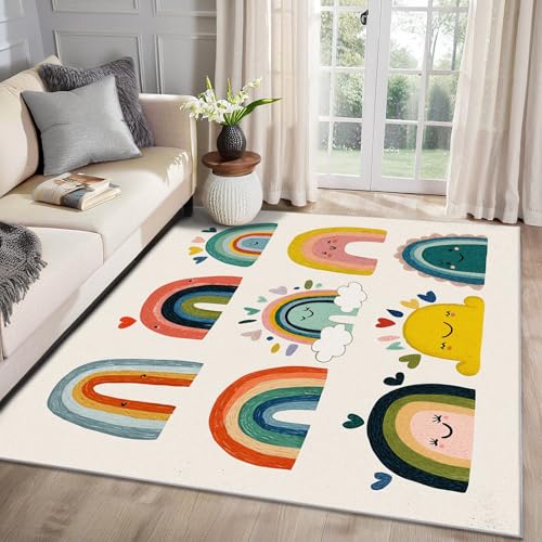 MMYAOKEN Regenbogen Teppich Wohnzimmer 100x200 Kinder Mädchen Cartoon Deko, Teppich Kurzflor, Weich rutschfest Waschbare Teppiche, Bettvorleger Schlafzimmer Kinderzimmer MMYAOKEN Regenbogen Teppich Wohnzimmer 100x200 Kinder Mädchen Cartoon Deko, Teppich Kurzflor, Weich rutschfest Waschbare Teppiche, Bettvorleger Schlafzimmer Kinderzimmer von MMYAOKEN