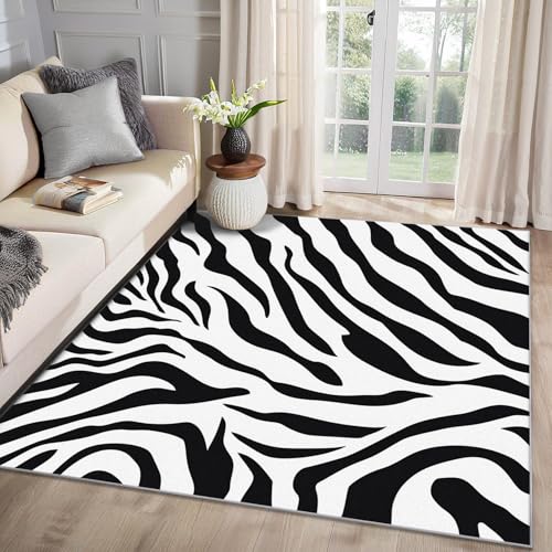 MMYAOKEN Zebramuster Teppich Wohnzimmer 40x60 Schwarz Weiß Tiermuster Modern Deko, Kleiner Teppich Kurzflor, Weich rutschfest Waschbare Teppiche, Fußmatte Bettvorleger Schlafzimmer Kinderzimmer MMYAOKEN Zebramuster Teppich Wohnzimmer 40x60 Schwarz Weiß Tiermuster Modern Deko, Kleiner Teppich Kurzflor, Weich rutschfest Waschbare Teppiche, Fußmatte Bettvorleger Schlafzimmer Kinderzimmer von MMYAOKEN