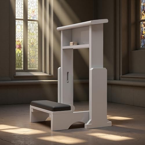 MMleYN Gebetsbank Massivholz Kirchenbank Gebet Gebetsbank Hocker Aus Holz Mit Ablage Und Kissen - Höhenverstellbarer Kniehocker Für Haus Und Kirche - Religiöse Geschenke Für Gebetstisch(White) von MMleYN
