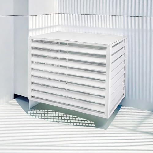 MMleYN Verkleidung Klimaanlage Außengerät, Panel Air Conditioning Outdoor Unit, Klimaanlage Abdeckung Außengerät Mit Oberer Abdeckung, Aluminium-Klimaanlagengestell(White with top,1.5P-100x50x70cm) von MMleYN