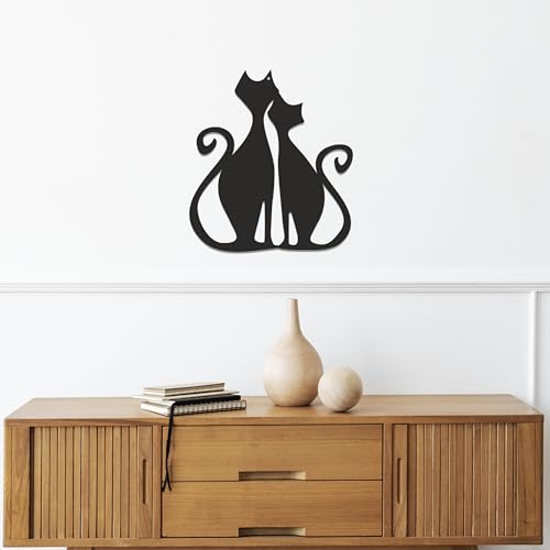 MMshop Dekoplatte Katzen 35x39 cm. Geometrische Wanddekoration. Katze Ausschnitt. Hängende Verzierung. Katze deko. 3D-Bild. von MMshop