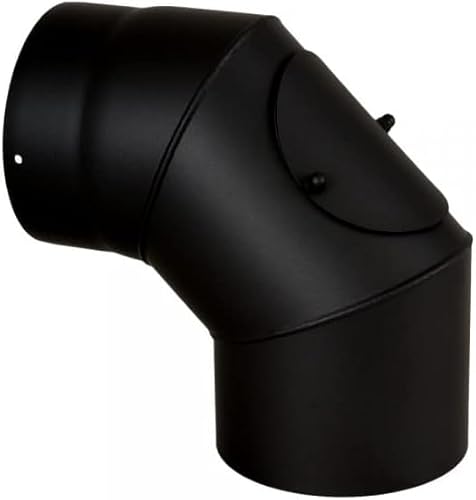 MN Construct Ofenrohr/Rauchrohr Durchmesser Ø 150 mm Bogen 90° mit Revision 2 mm Stahl schwarz von MN CONSTRUCT