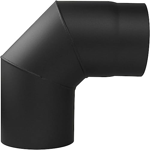 Ofenrohr Kaminrohr Rauchrohr Durchmesser Ø 130 mm Längenelemente - Bögen zur Auswahl (Bogen 90° Ø 130-2 mm Stahl schwarz) von MN CONSTRUCT