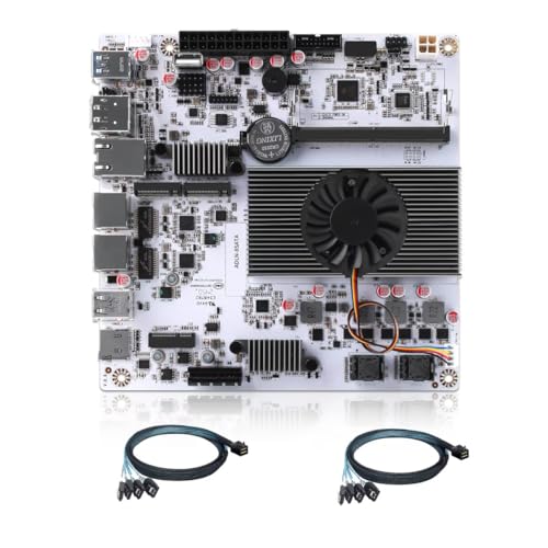 MNBOXCONET 10G NAS Motherboard N355 8 Bay, M8 Mini ITX Mainboard(N305 Update) DDR5 32GB RAM 1TB NVMe SSD, Firewall Dual 2.5gbit LAN, M.2 WiFi, PCIEx1, USB C, TF Slot with 2xSFF-8643 Cable von MNBOXCONET