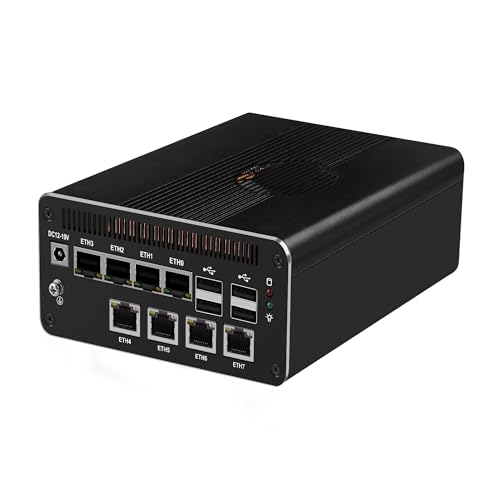 MNBOXCONET AI Firewall Mini PC Core Ultra 7 155H CPU, Barebone NO RAM/SSD, Micro Desktop Computer Office 8 x 2.5Gbe LAN, Support Win Linux Proxmox OPNsense, SPK/MIC von MNBOXCONET