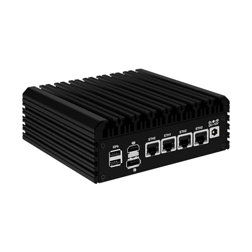 MNBOXCONET Firewall Lüfterlos Mini PC Appliance Core i3 N305, Small Computer 4 x 2.5GbE I226-V LAN, DDR5 16GB RAM 1TB SSD, Windows 11 Pro, OPNsense, TF Slot, HD, DP von MNBOXCONET