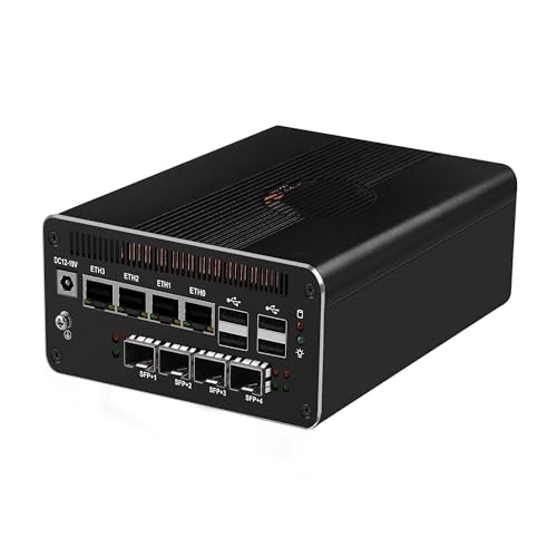 MNBOXCONET Firewall Mini PC Ultra 7 155H, 4 x 10GBE SPF+ 32GB RAM 1TB NVMe SSD AI Office Micro Desktop Computer, 4 x 2.5Gbe LAN, Support Linux Proxmox OPNsense, SPK/MIC von MNBOXCONET