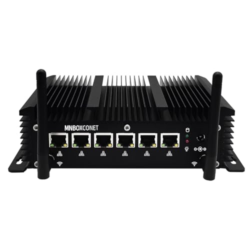 MNBOXCONET Lüfterlos Industrial Firewall Mini PC Quad Core i7 10610U Micro Router Appliance, 6 x 2.5 GbE i225V LAN, DDR4 16GB RAM 2TB SSD, Support Windows OPNsense, COM, WiFi6, BT5.2, SIM Slot MNBOXCONET Lüfterlos Industrial Firewall Mini PC Quad Core i7 10610U Micro Router Appliance, 6 x 2.5 GbE i225V LAN, DDR4 16GB RAM 2TB SSD, Support Windows OPNsense, COM, WiFi6, BT5.2, SIM Slot von MNBOXCONET