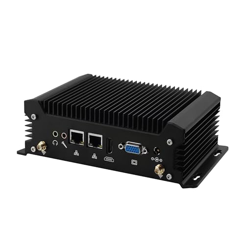 MNBOXCONET Mini PC Fanless Industrial Core i3 7020U, Micro Computer Hardware Barebone DDR4, 2X RS232 COM, 2 x RJ45 Gb LAN, Wifi5/BT4.2, Win11 Pro Embedded Box von MNBOXCONET