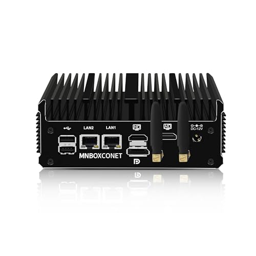 MNBOXCONET Lüfterlos Mini PC Industrial N100, Small Fanless Computer, Barebone NO RAM NO SSD, Windows 11 Pro, Dual i226V 2.5GbE LAN, RS232 COM, WiFi5/BT4.2, Business Büro Triple Display von MNBOXCONET