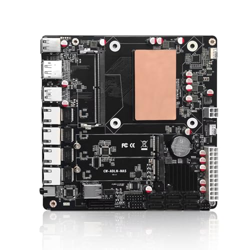 MNBOXCONET N100 NAS Mainboard DDR5 Low Power, 6×SATA3.0 Mini ITX Motherboard, Computer Board 2xNVMe(PCle3.0 x1), 8GB RAM 128GB SSD, Firewall 4 x 2.5GBE LAN, Type C, SPK/MIC von MNBOXCONET