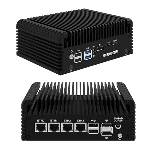 MNBOXCONET N150 Mini PC Firewall Lüfterlos, 2 x SATA3.0 DDR5 Barebone Micro Desktop Computer 4 x 2.5GbE i226V LAN, Quad Display Router Hardware Appliance Type-C, 2HD, DP, OPNsense MNBOXCONET N150 Mini PC Firewall Lüfterlos, 2 x SATA3.0 DDR5 Barebone Micro Desktop Computer 4 x 2.5GbE i226V LAN, Quad Display Router Hardware Appliance Type-C, 2HD, DP, OPNsense von MNBOXCONET