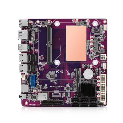 MNBOXCONET N150 NAS Motherboard DDR5 Low Power, Mini ITX Mainboard with 6×SATA3.0, Computer Board 2xNVMe(PCle3.0 x1), 16GB RAM 128GB SSD, Dual 2.5GBE LAN, PCle 3.0x4 Slot, TF Slot von MNBOXCONET